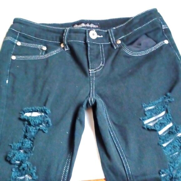 VANILLA SKY ‎ Ripped Blue Soft Skinny Jeans New  sz 7 - Picture 12 of 12